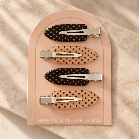 NO CREASE CLIP - BROWN AND PINK - Polka Dot