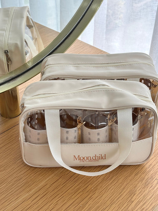 Moonchild Gold Thermal Velcro Rollers - Pack of 8 with clips and beauty bag
