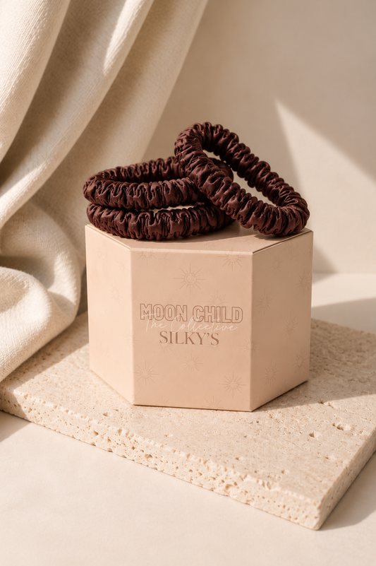 Silk espresso scrunchies - Set of 3