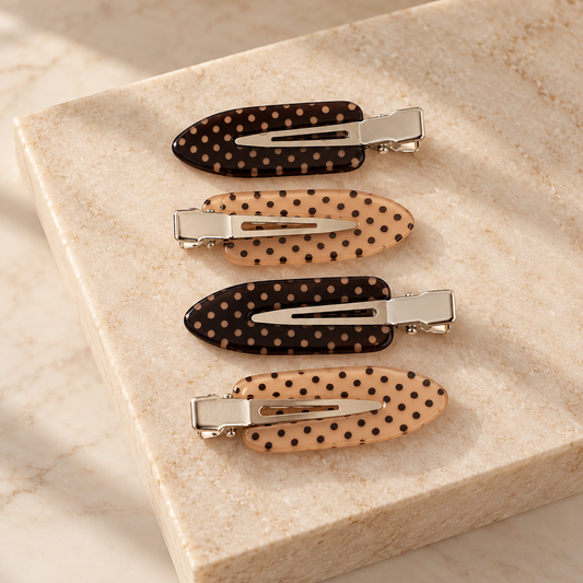 NO CREASE CLIP - BROWN AND PINK - Polka Dot