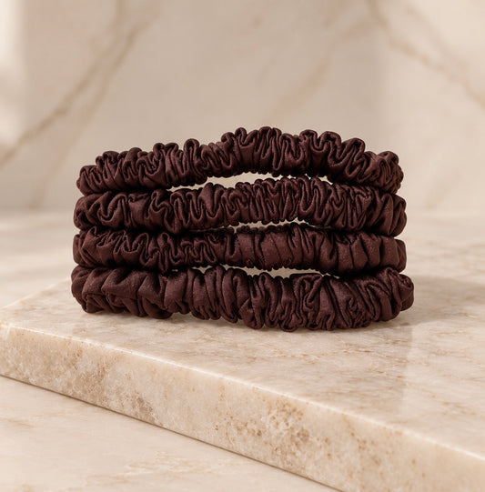 Silk espresso scrunchies - Set of 3