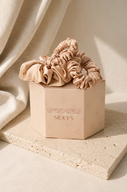 100% Mulberry Silk Scrunchie Trios